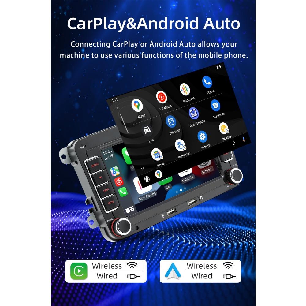 Radio Pantalla de 7" para Coche con Android para Volkswagen/Seat/Skoda, 2 GB de RAM y 32 GB de Memoria