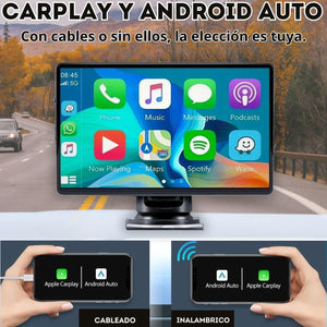 Pantalla Coche Carplay y Android Auto Inalambrico de 7 Pulgadas, Pantalla para Coche IPS HD Sin Instalación, Admite Cámara Trasera/Bluetooth/SIRI/Asistencia de Voz/USB/TF/FM/AUX