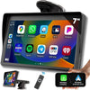 Pantalla Coche Carplay y Android Auto Inalambrico de 7 Pulgadas, Pantalla para Coche IPS HD Sin Instalación, Admite Cámara Trasera/Bluetooth/SIRI/Asistencia de Voz/USB/TF/FM/AUX
