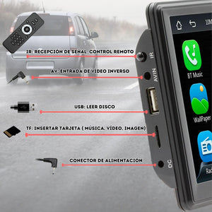 Pantalla Coche Carplay y Android Auto Inalambrico de 7 Pulgadas, Pantalla para Coche IPS HD Sin Instalación, Admite Cámara Trasera/Bluetooth/SIRI/Asistencia de Voz/USB/TF/FM/AUX