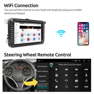 Radio Pantalla para Coche de 8 Pulgadas HD 1080 para Volkswagen