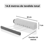 Tendedero Extensible Pared de 4 Cuerdas y 14.8 Metros de tendido
